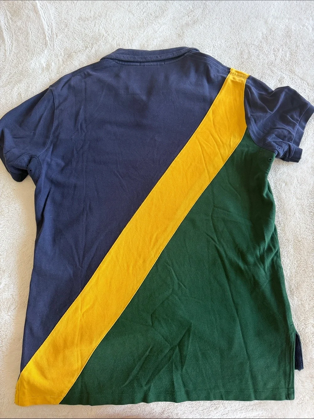 Polo by Ralph Lauren Navy, Green & Yellow Diagonal Stripe Polo Shirt